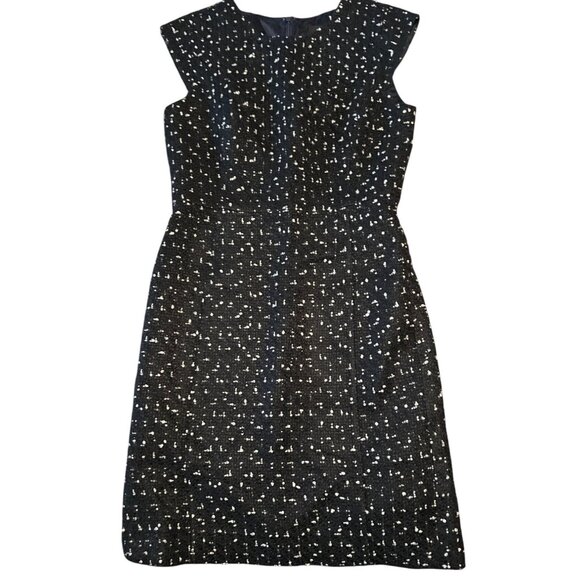 Tweed Cap Sleeve Sheath Dress In Deepest Navy Ivory 8 - Picture 3 of 10